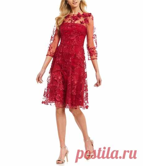 David Meister Floral Embroidered Dress | Dillards