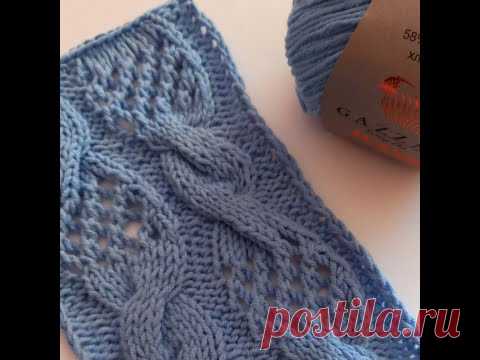 Ажур и косы. Красивый и простой узор спицами.