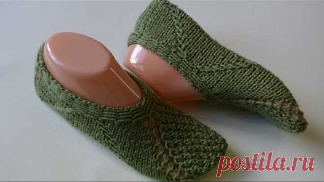 Тапочки следки спицами