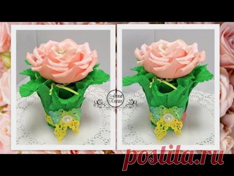 DIY🌺МИНИ ПРЕЗЕНТ ИЗ 1 КОНФЕТКИ🌺КОМПОЗИЦИЯ С РОЗОЙ🌺Букеты из конфет Анна Кохан🌺