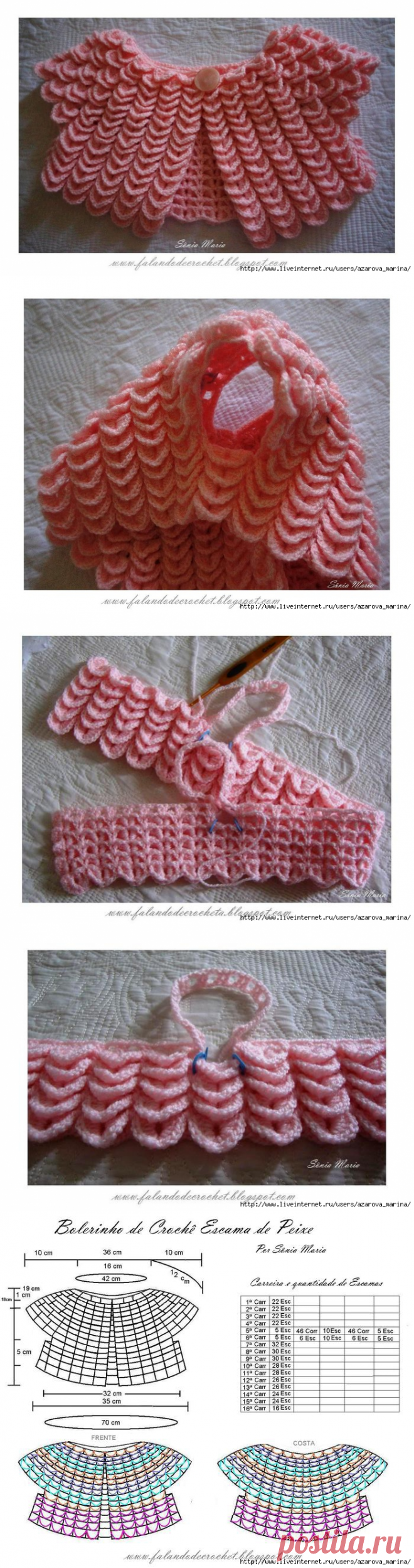 Вязаное детское болеро (узор ЧЕШУЙКИ)