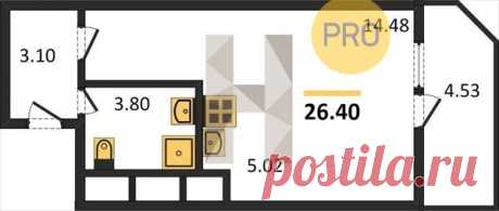 Студия 26,40 м2 в GreenЛандия (ГРИНЛАНДИЯ) 1 оч. корп. 6 секция 2