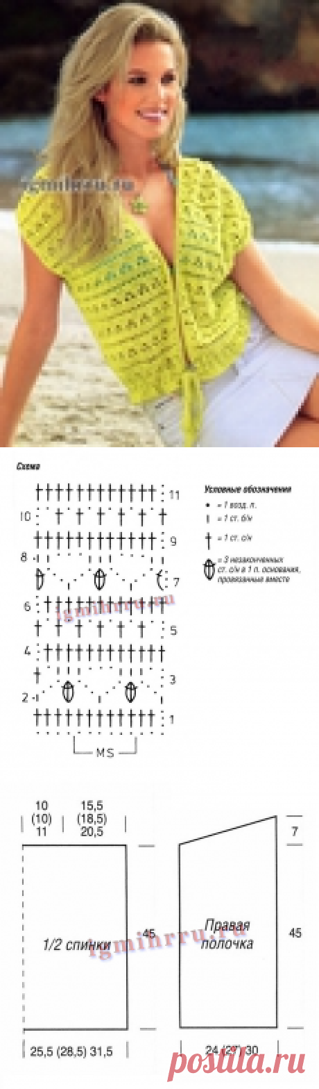АЖУРНЫЙ ЛЕТНИЙ ЖИЛЕТ ЖЕЛТОГО ЦВЕТА