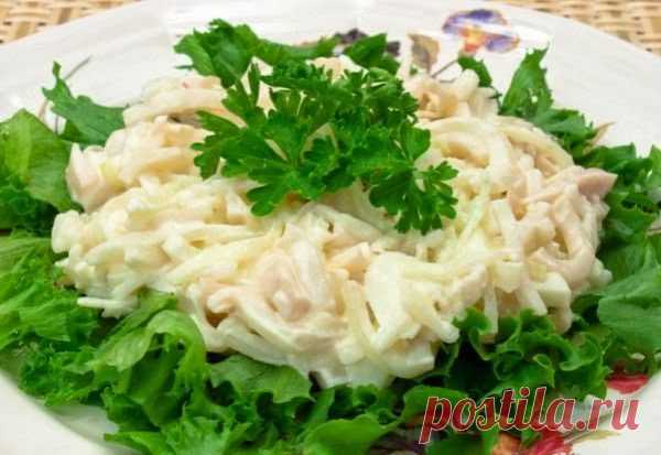 Кулинарные Рецепты и Новости: Салат из кальмаров и риса.