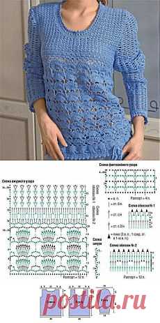 ажурная кофточка голубого цвета