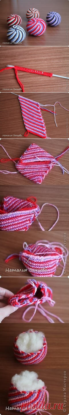 Мячики из остатков пряжи