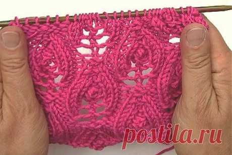 Двухсторонний ажурный узор спицами: «Язычки пламени» Видео мастер-класс.