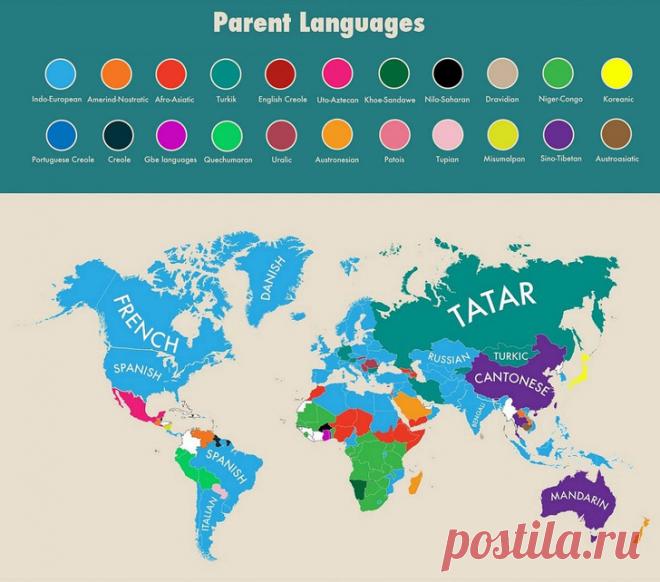 Карта: вторые самые распространенные языки мира | VOKRUGSVETA