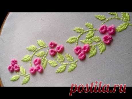 Hand Embroidery : brazilian stitch border design.