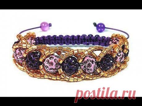 DIY: Shamballa bracelet with beads / Браслет шамбала с бисером - YouTube