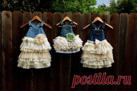 denim vintage linen and lace flower girl country wedding easter shabby chic…