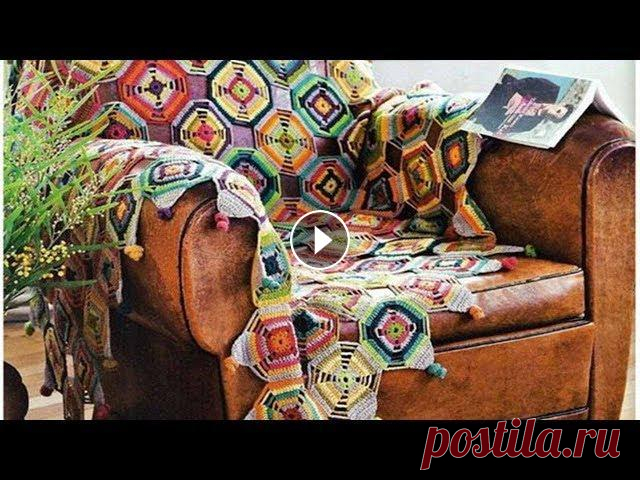 ПЛЕД ИЗ РАЗНОЦВЕТНЫХ ОСТАТКОВ ПРЯЖИ КРЮЧКОМ Красивый и оригинальный плед из восьмигранных мотивов, связанный крючком из разноцветных остатков пряжи. Видео мастер класс: как вязать и соединять мо...
