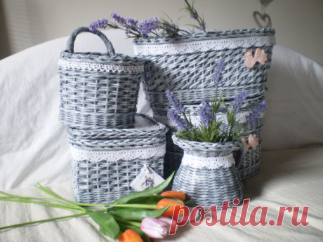 Весеннее плетение из газет. И винтаж, и декупаж)