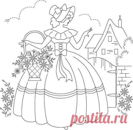 Старинные шаблоны для вышивки Леди 2