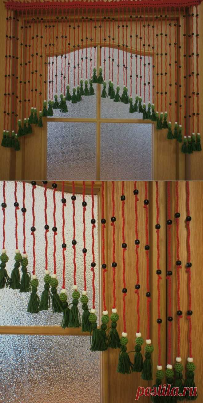 Вязаные шторы Арбузные