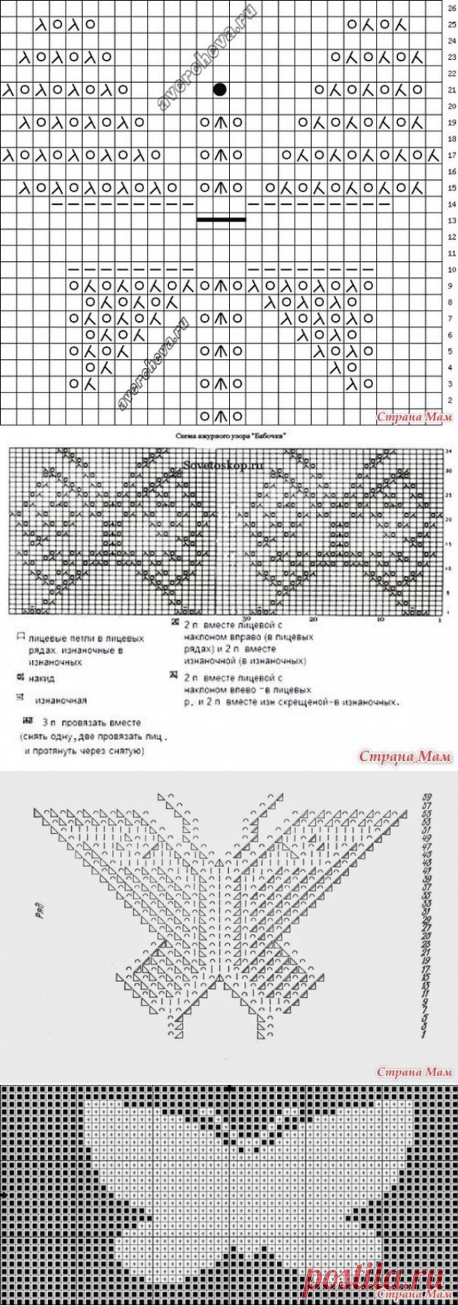 Схемы вязания бабочек
