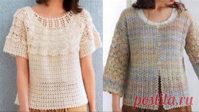 Женские кофточки и жакеты крючком - Women's blouses and crocheted jackets