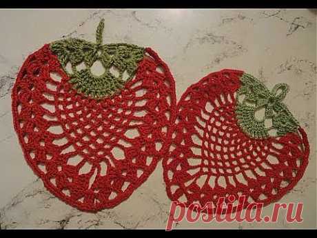 Салфетка &quot;Клубника&quot; Вязание крючком Napkin &quot;Strawberry&quot; Crocheting - YouTube