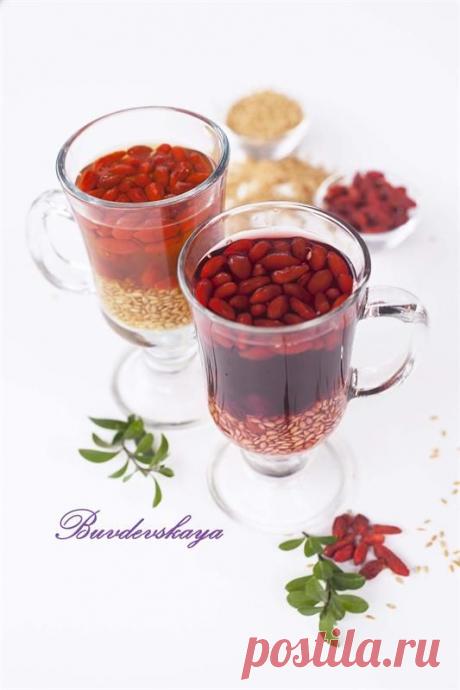 ЛЬНЯНОЙ КИСЕЛЬ С ЯГОДАМИ ГОДЖИ, Безалкогольные напитки и Рецепты