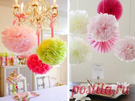 Бумажные помпоны для создания праздничной атмосферы.