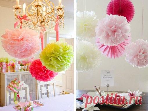 Бумажные помпоны для создания праздничной атмосферы.