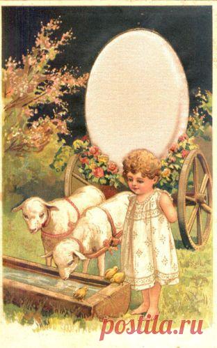 RARE OLD EMBOSSED EASTER postcard SILK EGG