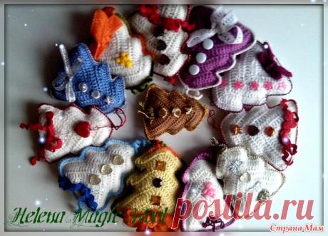 Елочки и сердечки крючком. Новогодние украшения