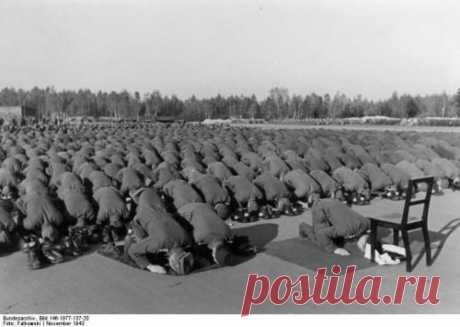 Бойцы мусульманской дивизии СС совершают молитву, ноябрь 1943 года.