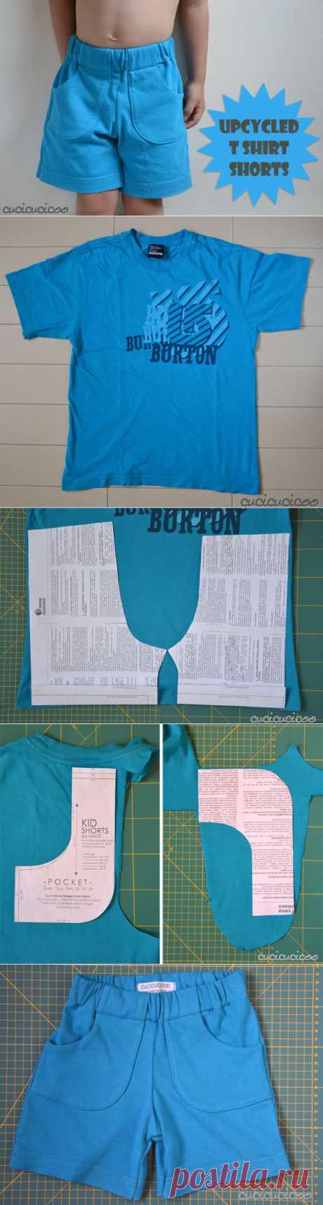 Upcycled T Shirt Shorts: how to reuse the original hem - Cucicucicoo