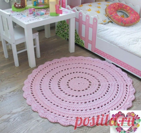 Круглый коврик крючком. Схема. / knittingideas.ru