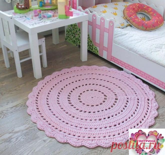 Круглый коврик крючком. Схема. / knittingideas.ru