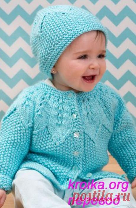 детская кофточка и шапочка / Handmade / вяжем на спицах детям / Pinme.ru / Dushanin Marina