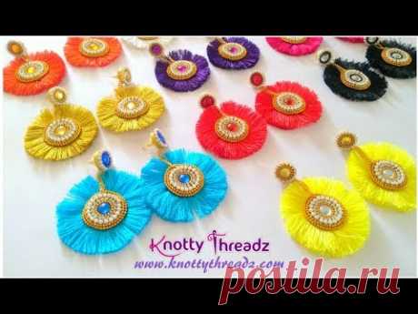 How to Make Beautiful Silk Thread Tassel Earrings with Quilled Studs | DIY | www.knottythreadz.com
