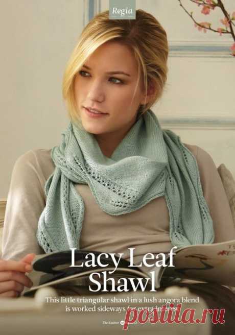 Шаль с кружевными листьями. Спицами. / vjazhi.ru