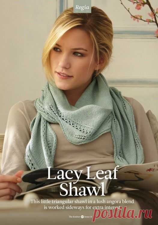 Шаль с кружевными листьями. Спицами. / vjazhi.ru