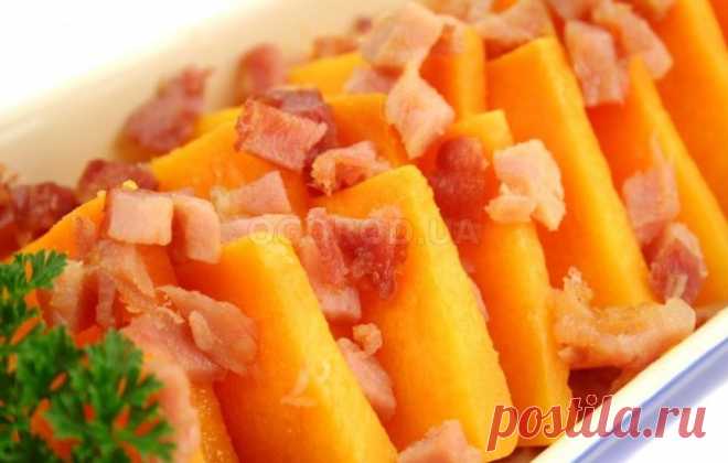 Тыква с грудинкой и белой фасолью