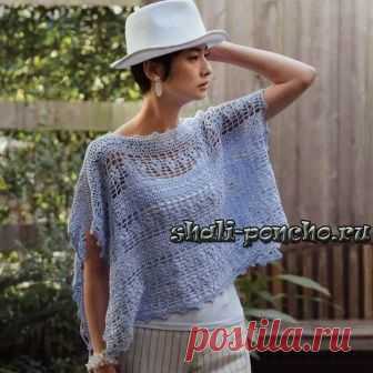 Ажурная прямоугольная накидка. Крючком. / shali-poncho.ru