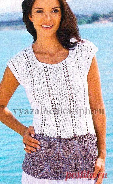 Туника (топ) с цветным ажурным низом спицами | ЕЛЕНА ВЯЗАЛОЧКА – Вязание Спицами и Крючком | Лучшие Схемы и Модели Бесплатно