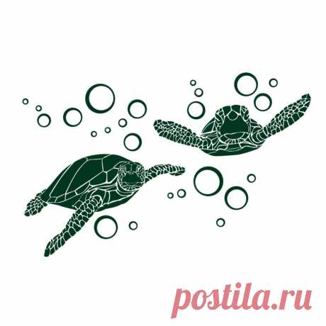 Sea Turtles with Bubbles Vinyl Wall Art Decal Custom | Etsy