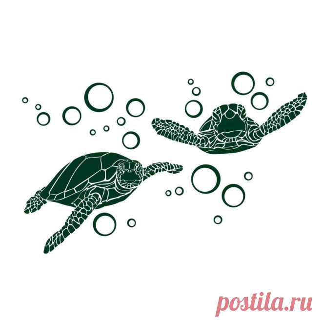 Sea Turtles with Bubbles Vinyl Wall Art Decal Custom | Etsy
