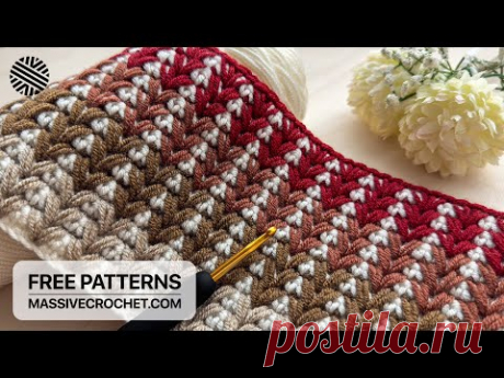 SUPER EASY & UNUSUAL Crochet Pattern for Beginners (2 ROWS REP)!⚡️Crochet Stitch for Blanket & Bag