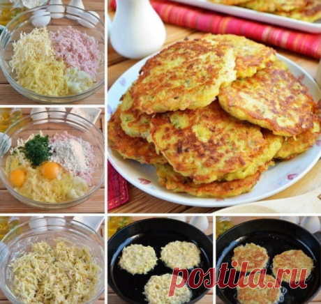 Дранички с ветчиной, сыром и зеленью
