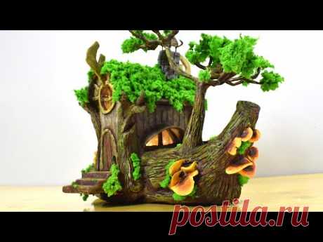 DIY Log Fairy House Using Cardboard Box | Paper Clay Tutorial