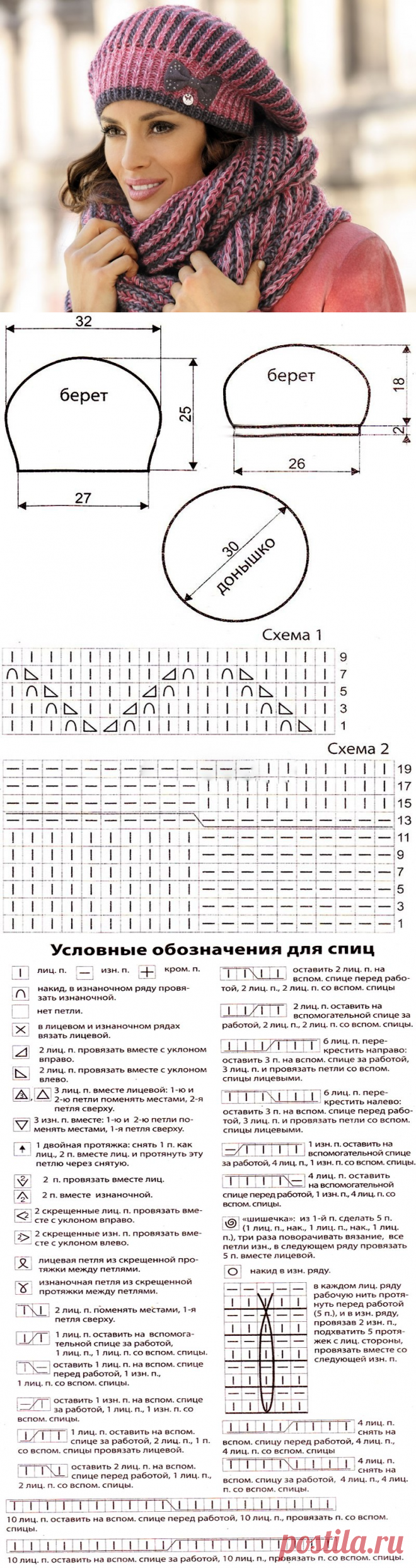 Женский берет спицами, весенний, осенний, зимний, красивый, схема с описанием. Вязаный берет спицами. Подборка красивых женских беретов, связанных спицами.