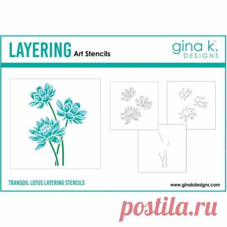 Gina K. Designs *STENCIL- Plantillas de capas de loto tranquilo | Auzz Trinklets N Manualidades
