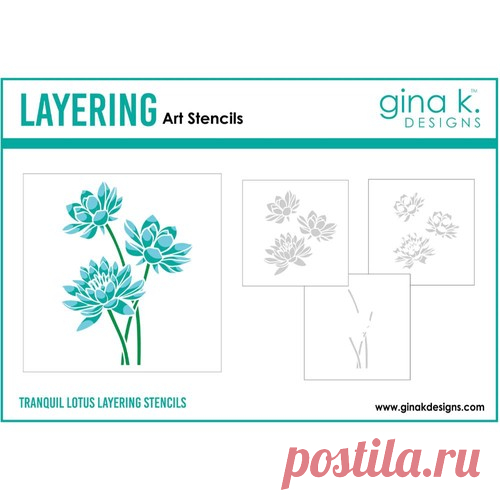 Gina K. Designs *STENCIL- Plantillas de capas de loto tranquilo | Auzz Trinklets N Manualidades