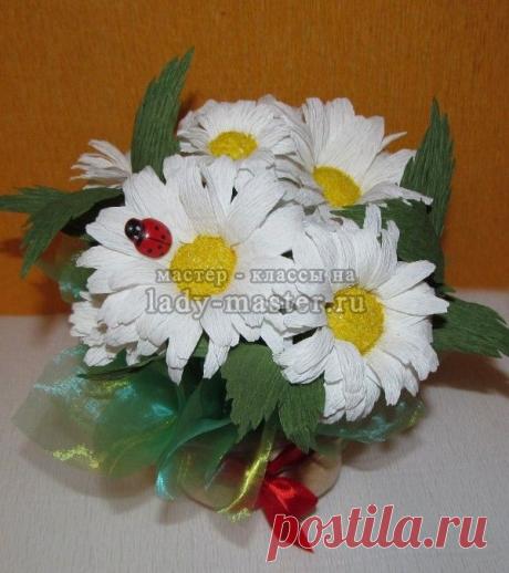 Букет из конфет - ромашки, мастер - класс с фото, пошагово