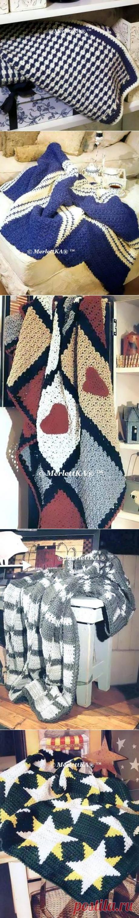 Вяжем крючком - 5 пледов с описанием