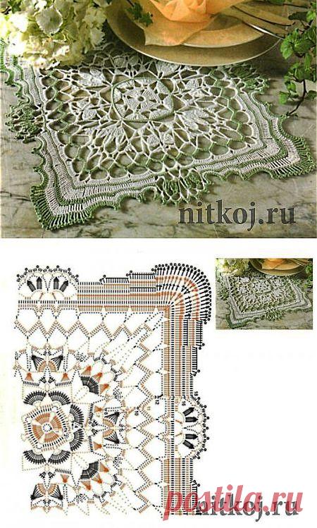 Квадратная салфетка крючком » Ниткой - вязаные вещи для вашего дома, вязание крючком, вязание спицами, схемы вязания