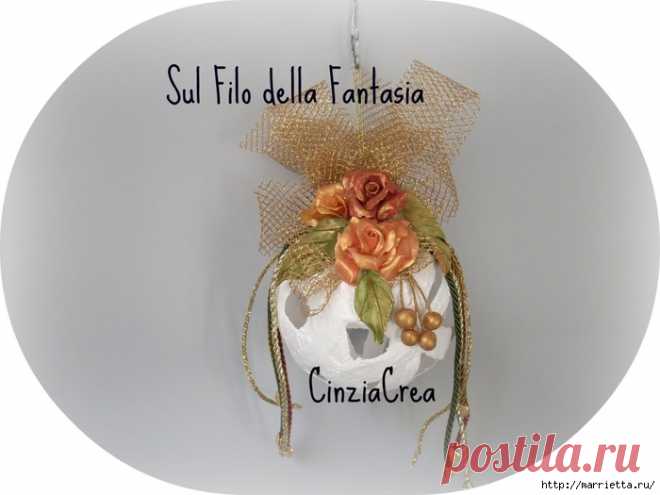 Елочные шары из полосок гипсового бинта. Мастер-класс